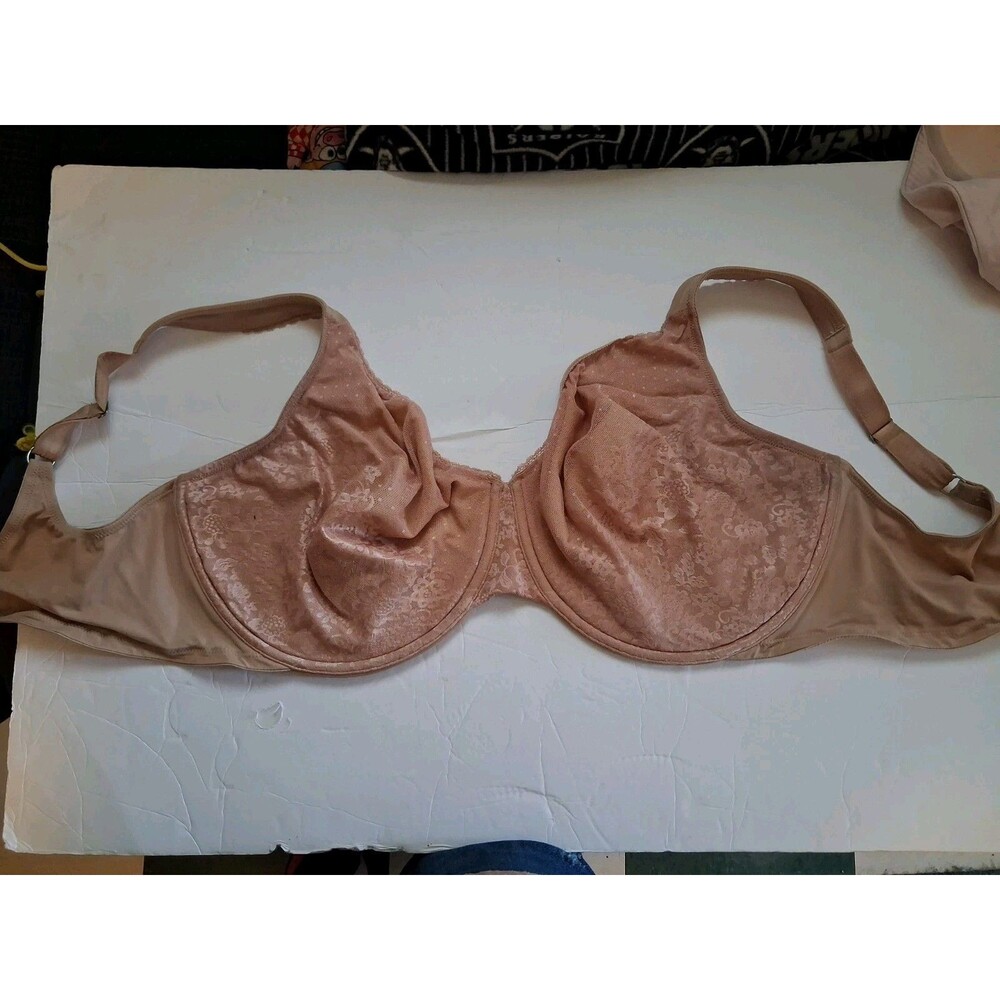 Vanity Fair 76093 Bra 44DDD Women’s Beige Floral Wireless Full Coverage Nylon